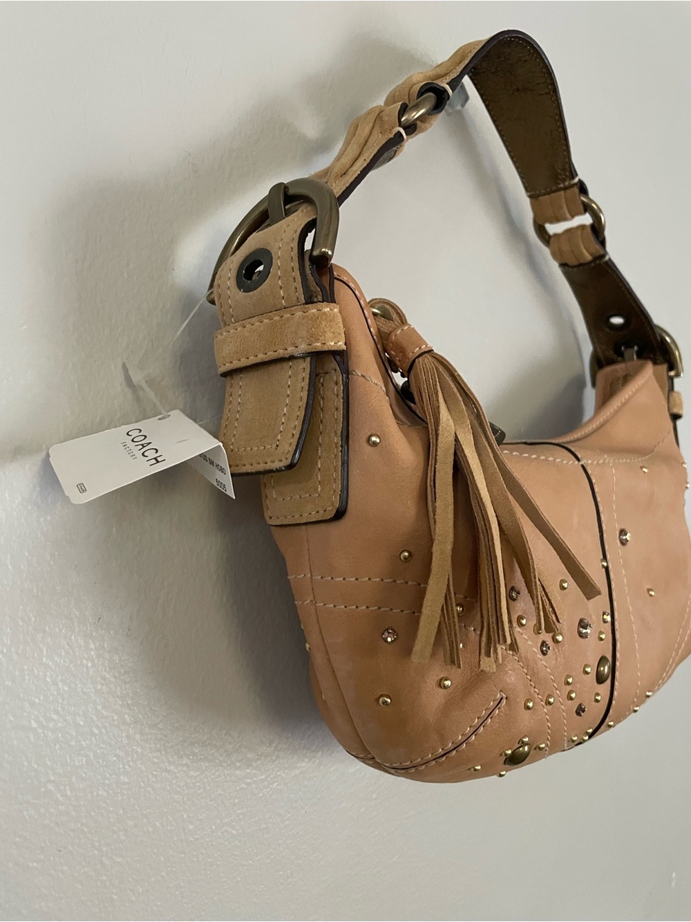 Vtg 2005 Coach Studded Crystal Vachetta Leather Soho Hobo Bag 8A27 Y2K NWT READ - Picture 2 of 11